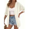 imagePRETTYGARDEN Womens Lightweight Summer Cardigans 2026 Short Sleeve Knit Crochet Coverups Spring Boho Beach Vacation ClothesOffwhite