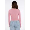 imagePRETTYGARDEN Womens Long Sleeve Crop Tops Y2K Spring Fall Fashion Clothes Basic Slim Fit Tee Shirts Blouse PinkMedium