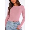 imagePRETTYGARDEN Womens Long Sleeve Crop Tops Y2K Spring Fall Fashion Clothes Basic Slim Fit Tee Shirts Blouse PinkMedium