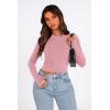 imagePRETTYGARDEN Womens Long Sleeve Crop Tops Y2K Spring Fall Fashion Clothes Basic Slim Fit Tee Shirts Blouse PinkMedium