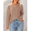 imagePRETTYGARDEN Womens Long Sleeve Tops 2024 Fall Trendy Cute V Neck Shirts Casual Loose Knit Ribbed Tunic Blouses