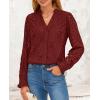 imagePRETTYGARDEN Womens Long Sleeve Tops 2025 Fall Eyelet V Neck Shirts Dressy Casual Lace Button Blouses