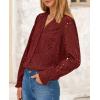 imagePRETTYGARDEN Womens Long Sleeve Tops 2025 Fall Eyelet V Neck Shirts Dressy Casual Lace Button Blouses
