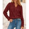 imagePRETTYGARDEN Womens Long Sleeve Tops 2025 Fall Eyelet V Neck Shirts Dressy Casual Lace Button Blouses