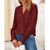 imagePRETTYGARDEN Womens Long Sleeve Tops 2025 Fall Eyelet V Neck Shirts Dressy Casual Lace Button Blouses
