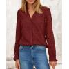 imagePRETTYGARDEN Womens Long Sleeve Tops 2025 Fall Eyelet V Neck Shirts Dressy Casual Lace Button Blouses