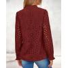 imagePRETTYGARDEN Womens Long Sleeve Tops 2025 Fall Eyelet V Neck Shirts Dressy Casual Lace Button Blouses