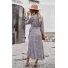 imagePRETTYGARDEN Womens Long Sleeve Vintage Wrap Dress Floral Print VNeck Maxi Dresses with BeltBlack