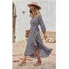 imagePRETTYGARDEN Womens Long Sleeve Vintage Wrap Dress Floral Print VNeck Maxi Dresses with BeltBlack