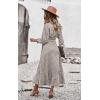 imagePRETTYGARDEN Womens Long Sleeve Vintage Wrap Dress Floral Print VNeck Maxi Dresses with BeltKhaki