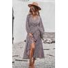 imagePRETTYGARDEN Womens Long Sleeve Vintage Wrap Dress Floral Print VNeck Maxi Dresses with BeltRed