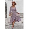 imagePRETTYGARDEN Womens Long Sleeve Vintage Wrap Dress Floral Print VNeck Maxi Dresses with BeltRed