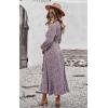 imagePRETTYGARDEN Womens Long Sleeve Vintage Wrap Dress Floral Print VNeck Maxi Dresses with BeltRed