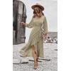 imagePRETTYGARDEN Womens Long Sleeve Vintage Wrap Dress Floral Print VNeck Maxi Dresses with BeltYellow
