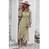 imagePRETTYGARDEN Womens Long Sleeve Vintage Wrap Dress Floral Print VNeck Maxi Dresses with BeltYellow