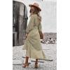 imagePRETTYGARDEN Womens Long Sleeve Vintage Wrap Dress Floral Print VNeck Maxi Dresses with BeltYellow