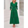 imagePRETTYGARDEN Womens Maxi Dress Casual Long Sleeve V Neck Smocked Waist Tiered Ruffle Flowy Cocktail Pocket DressesGreen