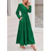 imagePRETTYGARDEN Womens Maxi Dress Casual Long Sleeve V Neck Smocked Waist Tiered Ruffle Flowy Cocktail Pocket DressesGreen