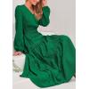 imagePRETTYGARDEN Womens Maxi Dress Casual Long Sleeve V Neck Smocked Waist Tiered Ruffle Flowy Cocktail Pocket DressesGreen