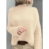 imagePRETTYGARDEN Womens Mock Neck Oversized Sweaters 2026 Long Sleeve Pullover Fall Sweater Knit Jumper Tops Winter ClothingBeige