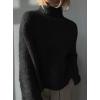 imagePRETTYGARDEN Womens Mock Neck Oversized Sweaters 2026 Long Sleeve Pullover Fall Sweater Knit Jumper Tops Winter ClothingBlack