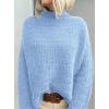 imagePRETTYGARDEN Womens Mock Neck Oversized Sweaters 2026 Long Sleeve Pullover Fall Sweater Knit Jumper Tops Winter ClothingLight Blue