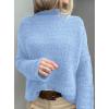 imagePRETTYGARDEN Womens Mock Neck Oversized Sweaters 2026 Long Sleeve Pullover Fall Sweater Knit Jumper Tops Winter ClothingLight Blue