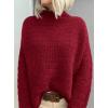 imagePRETTYGARDEN Womens Mock Neck Oversized Sweaters 2026 Long Sleeve Pullover Fall Sweater Knit Jumper Tops Winter ClothingRed