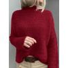 imagePRETTYGARDEN Womens Mock Neck Oversized Sweaters 2026 Long Sleeve Pullover Fall Sweater Knit Jumper Tops Winter ClothingRed