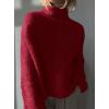 imagePRETTYGARDEN Womens Mock Neck Oversized Sweaters 2026 Long Sleeve Pullover Fall Sweater Knit Jumper Tops Winter ClothingRed