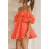 imagePRETTYGARDEN Womens Off The Shoulder Babydoll Dress Short Puff Sleeve Casual A Line Ruffle Summer Dresses