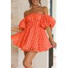 imagePRETTYGARDEN Womens Off The Shoulder Babydoll Dress Short Puff Sleeve Casual A Line Ruffle Summer Dresses