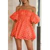 imagePRETTYGARDEN Womens Off The Shoulder Babydoll Dress Short Puff Sleeve Casual A Line Ruffle Summer Dresses