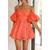 imagePRETTYGARDEN Womens Off The Shoulder Babydoll Dress Short Puff Sleeve Casual A Line Ruffle Summer Dresses