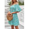 imagePRETTYGARDEN Womens Off The Shoulder Babydoll Dress Short Puff Sleeve Casual A Line Ruffle Summer Dresses Floral Dark GreenXLarge
