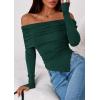 imagePRETTYGARDEN Womens Off The Shoulder Tops Spring Fashion 2026 Long Sleeve Shirts Going Out Slim Fitted Blouses Fall ClothesGreen