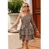 imagePRETTYGARDEN Womens One Shoulder Boho Floral Dress Elastic Waist Tiered Ruffle A Line Flowy Mini Belted Dresses