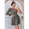imagePRETTYGARDEN Womens One Shoulder Boho Floral Dress Elastic Waist Tiered Ruffle A Line Flowy Mini Belted Dresses Floral Black ApricotLarge