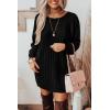 imagePRETTYGARDEN Womens Pullover Sweater Dresses Casual Long Sleeve Ribbed Knit Crewneck Loose Oversized Sweaters BlackLarge