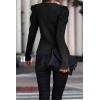 imagePRETTYGARDEN Womens Rib Knit Pullover Sweater Casual Long Puff Sleeve V Neck Solid Color Jumper Blouse Tops BlackSmall