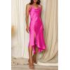 imagePRETTYGARDEN Womens Satin Dress Sleeveless Spaghetti Strap Side Slit Cowl Neck Midi Bodycon Dresses ZRose PinkLarge