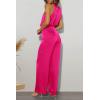 imagePRETTYGARDEN Womens Satin Jumpsuits 2024 Summer One Piece Outfits Mock Neck Sleeveless Wide Leg Pants Rompers