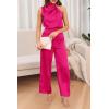 imagePRETTYGARDEN Womens Satin Jumpsuits 2024 Summer One Piece Outfits Mock Neck Sleeveless Wide Leg Pants Rompers