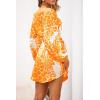 imagePRETTYGARDEN Womens Spring Long Puff Sleeve Boho Dress V Neck Cocktail Party Belted Short Formal Dresses Floral Orange YellowMedium