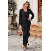 imagePRETTYGARDEN Womens Spring Long Sleeve Maxi Bodycon Dresses V Neck Twist Front Ruched Cocktail Evening Dress with Slit BlackXLarge