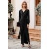 imagePRETTYGARDEN Womens Spring Long Sleeve Maxi Bodycon Dresses V Neck Twist Front Ruched Cocktail Evening Dress with Slit BlackXLarge