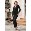 imagePRETTYGARDEN Womens Spring Long Sleeve Maxi Bodycon Dresses V Neck Twist Front Ruched Cocktail Evening Dress with Slit BlackXLarge