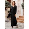 imagePRETTYGARDEN Womens Spring Long Sleeve Maxi Bodycon Dresses V Neck Twist Front Ruched Cocktail Evening Dress with Slit BlackXLarge