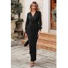imagePRETTYGARDEN Womens Spring Long Sleeve Maxi Bodycon Dresses V Neck Twist Front Ruched Cocktail Evening Dress with Slit BlackXLarge