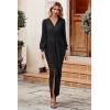 imagePRETTYGARDEN Womens Spring Long Sleeve Maxi Bodycon Dresses V Neck Twist Front Ruched Cocktail Evening Dress with Slit BlackXLarge